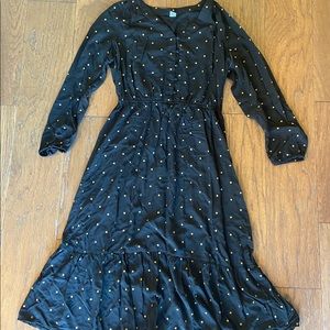 Old Navy black and gold polka dot dress. Large Tall